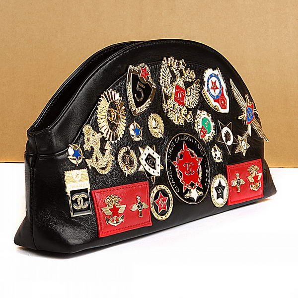 Fake Chanel Romanov A47369 Black Lambskin Clutch Bag On Sale